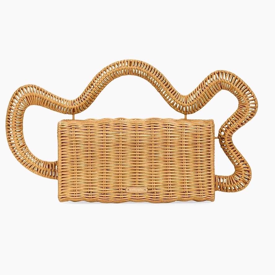 Cult Gaia Elsa Woven Rattan Rectangle Clutch Bag In Natural